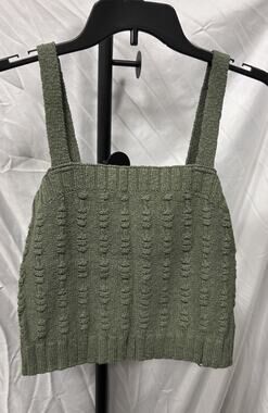 NEW Uncharted Threads Women's Green Knit Textured Cami Tank Crop Top Size M